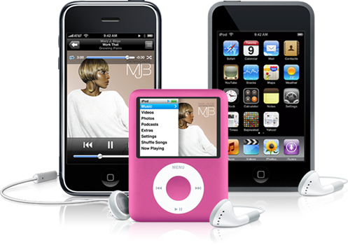 iPhone, iPod nano rosa e iPod Touch